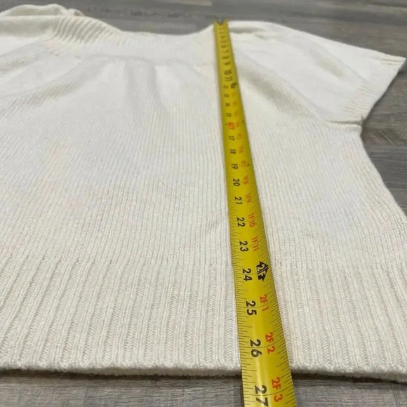 Anthropologie Ribbed Sweater Large Cream Knit Butterfly Sleeve Wool Blend EUC - Picture 9 of 13